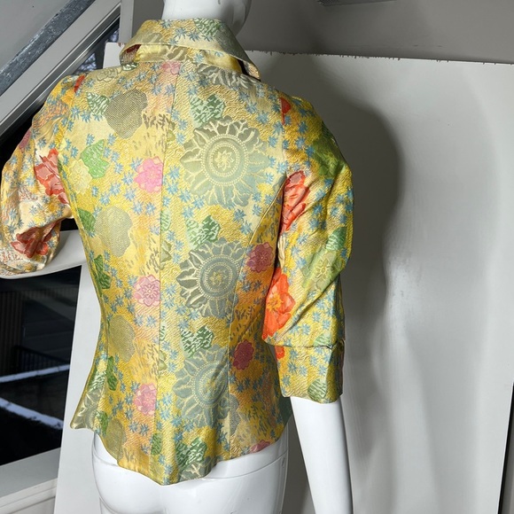 Christian Lacroix Sz 38 (4) Silk Brocade Fitted 3/4 Sleeve Button Front Jacket - Picture 4 of 13